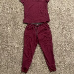 Koi Burgundy Scrub Set